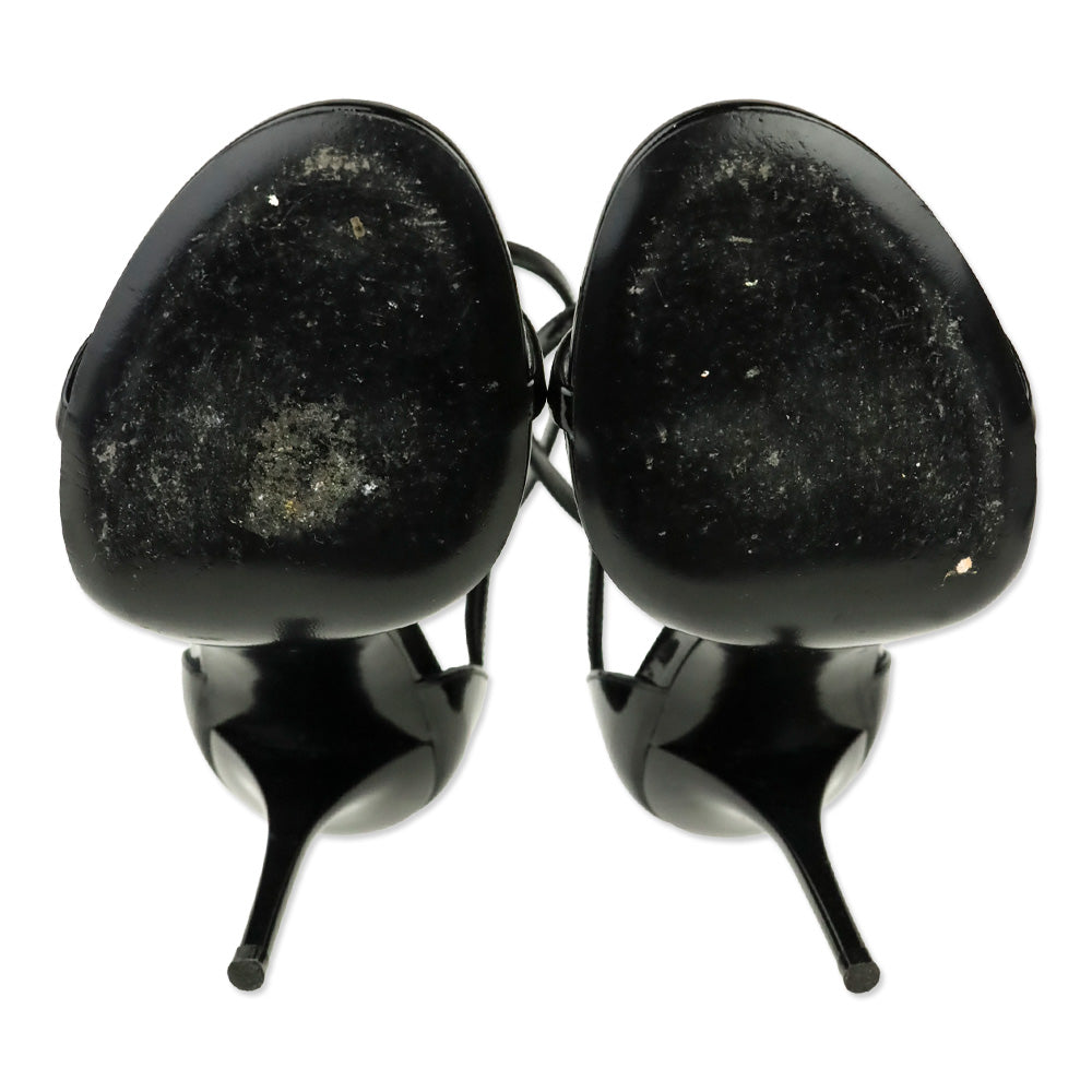 Saint Laurent Black Vernice Patent leather Cassandre 100 Sandals
