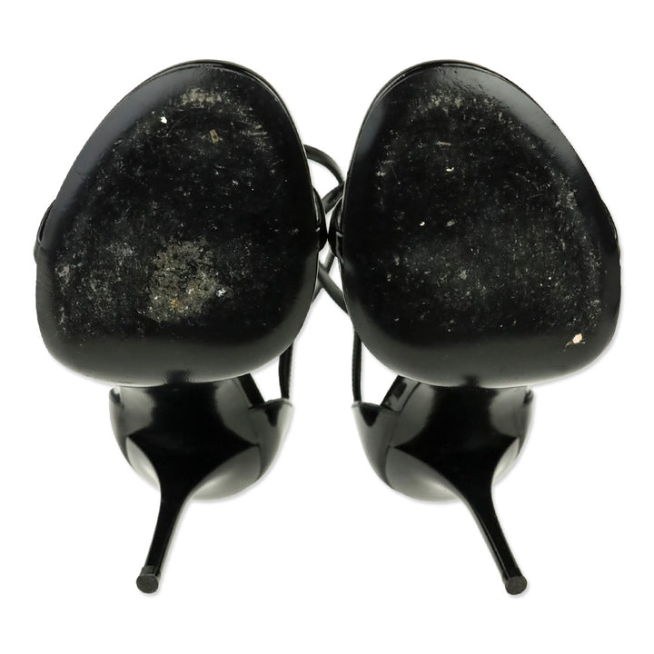 Saint Laurent Black Vernice Patent leather Cassandre 100 Sandals