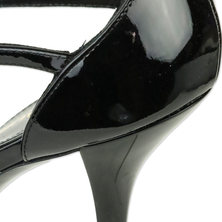 Saint Laurent Black Vernice Patent leather Cassandre 100 Sandals