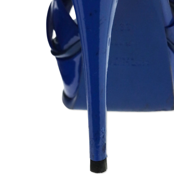 Saint Laurent Bleu Majorelle Vernice Leather 105MM Tribute Platform Sandals