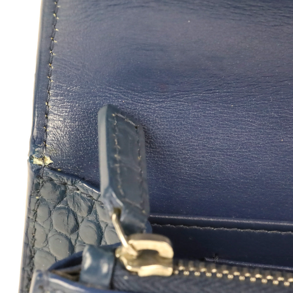 Saint Laurent Blue Crocodile-Embossed Leather Mini Sunset Chain Bag