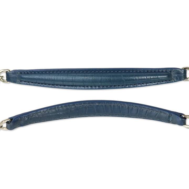 Saint Laurent Blue Crocodile-Embossed Leather Mini Sunset Chain Bag