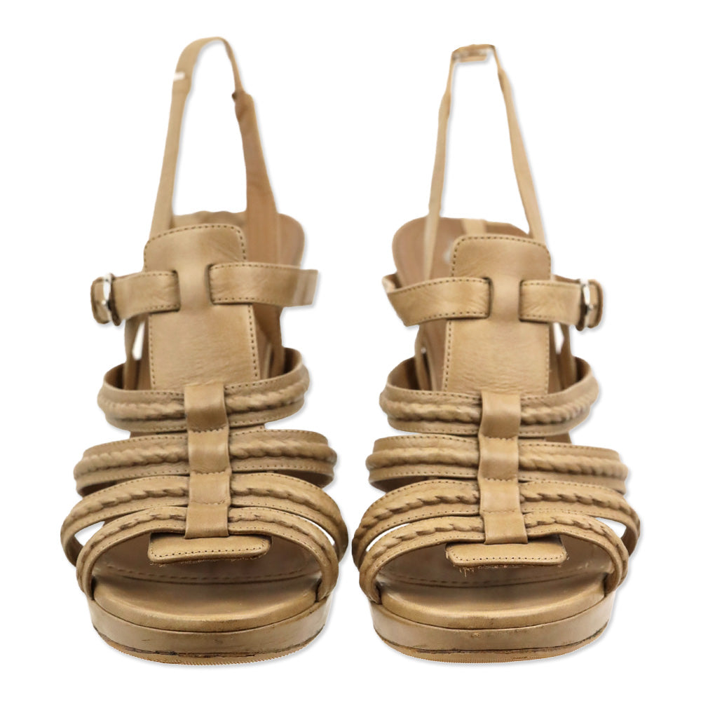 Saint Laurent Brown Leather Hamptons Tribute Sandal