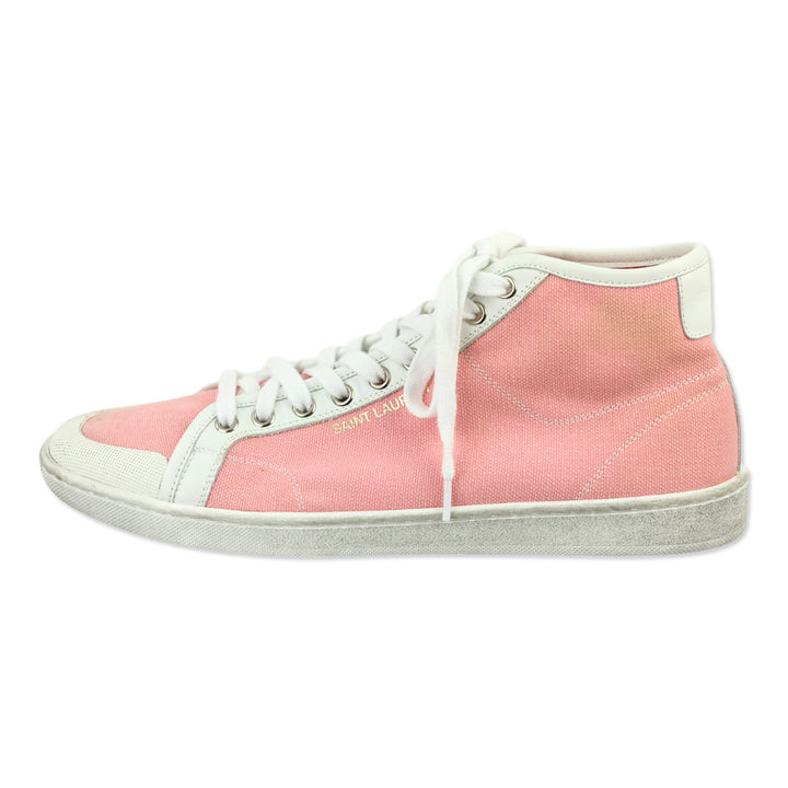Saint Laurent Court Classic Sl/39 Eros Pink Canvas And Leather Mid Top Sneakers