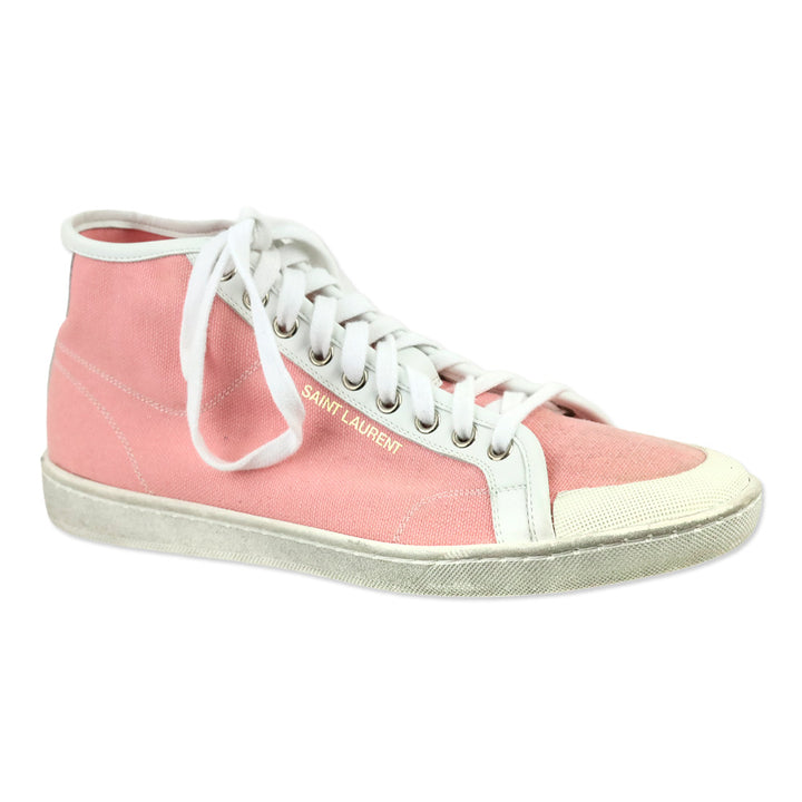Saint Laurent Court Classic Sl/39 Eros Pink Canvas And Leather Mid Top Sneakers