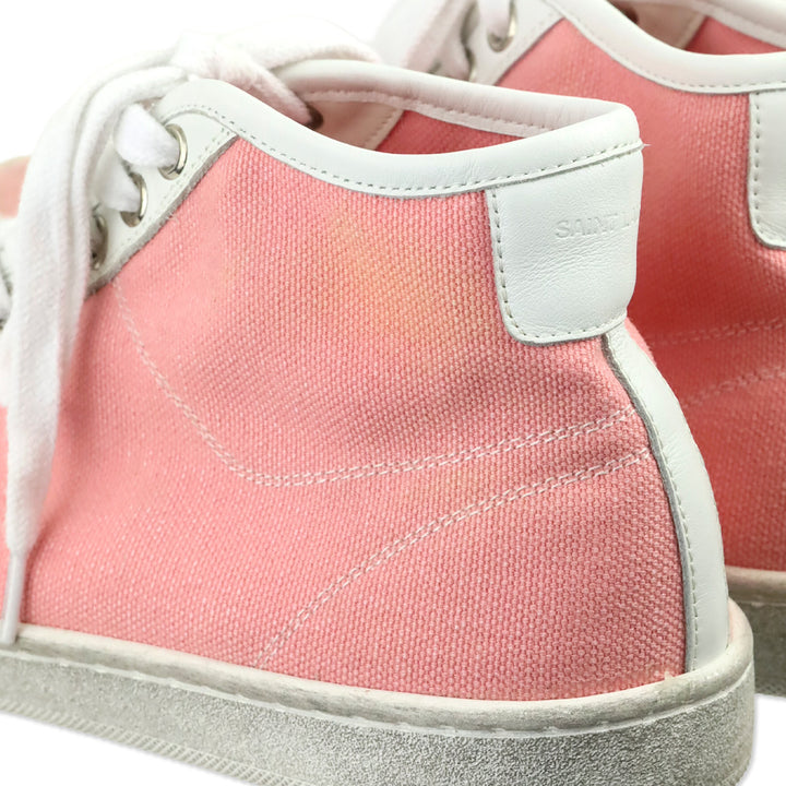 Saint Laurent Court Classic Sl/39 Eros Pink Canvas And Leather Mid Top Sneakers