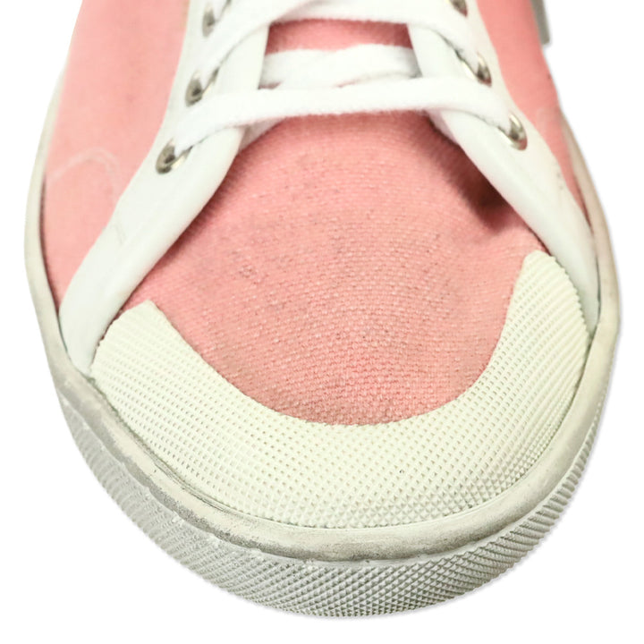 Saint Laurent Court Classic Sl/39 Eros Pink Canvas And Leather Mid Top Sneakers
