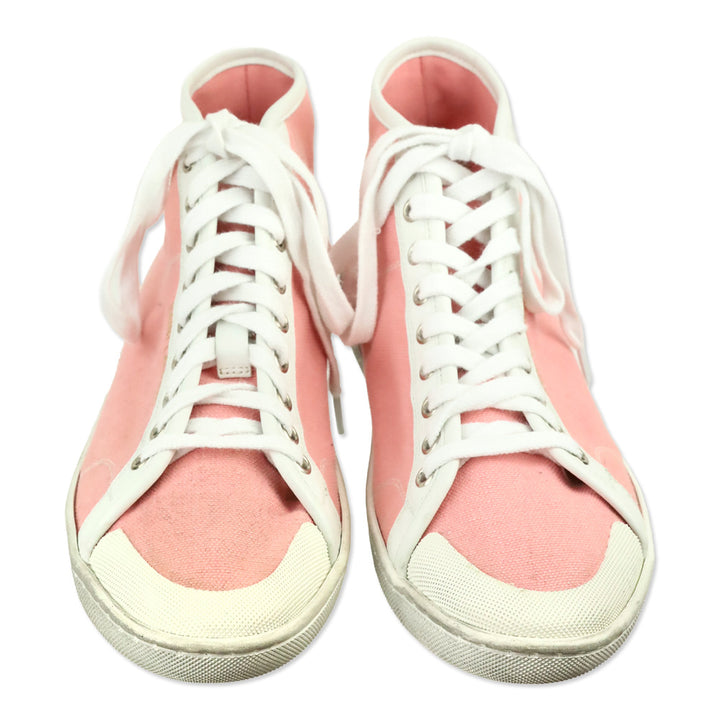 Saint Laurent Court Classic Sl/39 Eros Pink Canvas And Leather Mid Top Sneakers