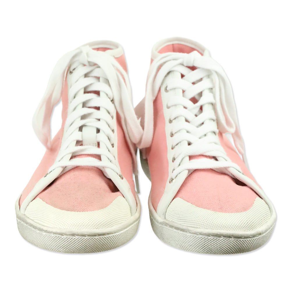 Saint Laurent Court Classic Sl/39 Eros Pink Canvas And Leather Mid Top Sneakers