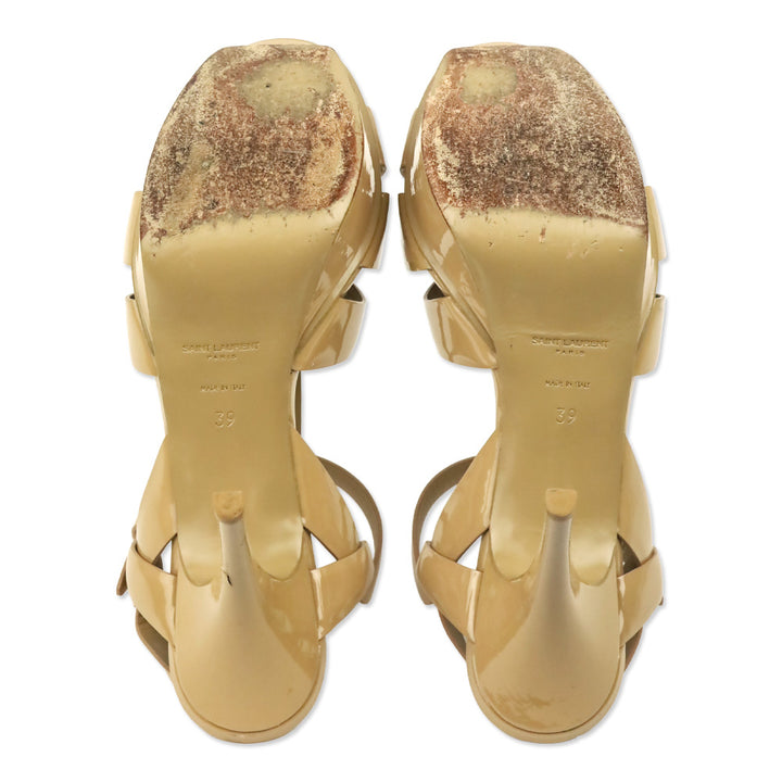 Saint Laurent Dark Nude Patent Leather Tribute 75 Sandal