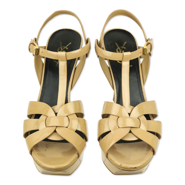 Saint Laurent Dark Nude Patent Leather Tribute 75 Sandal