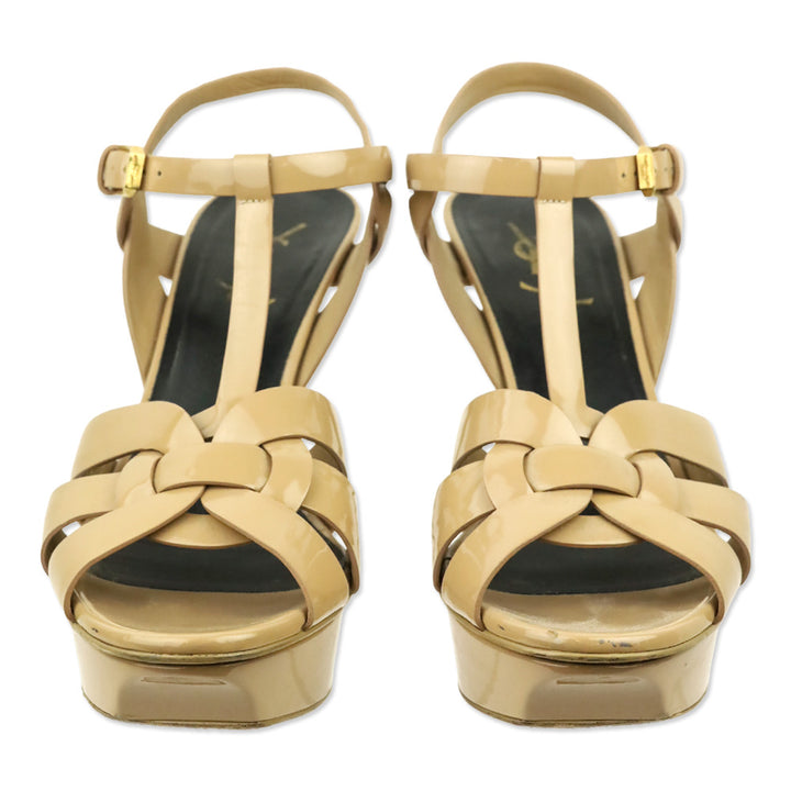 Saint Laurent Dark Nude Patent Leather Tribute 75 Sandal