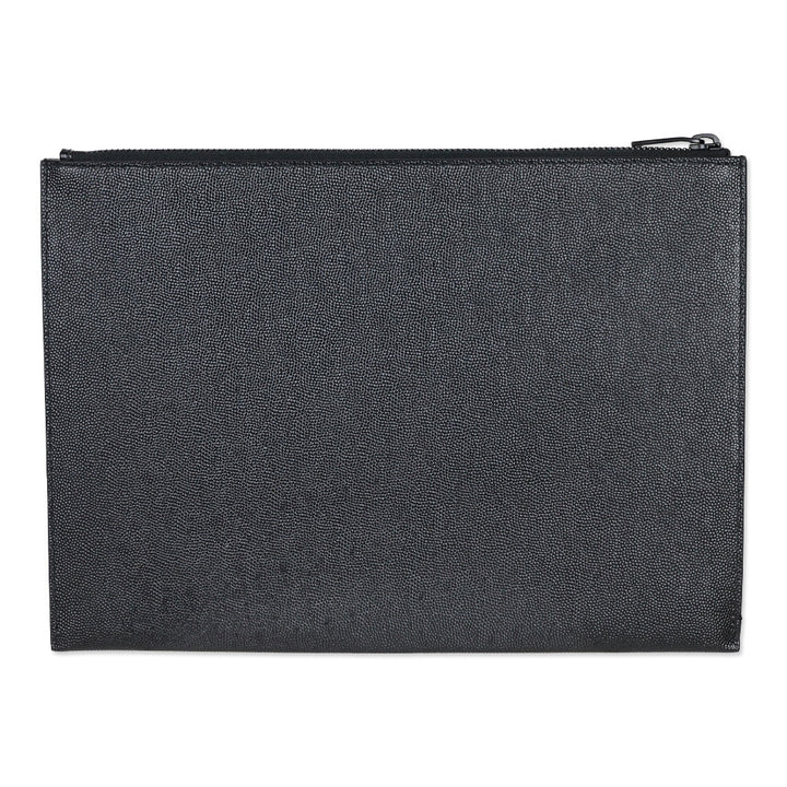 Saint Laurent Grain Du Poudre Large Black Leather Portfolio Zip Pouch