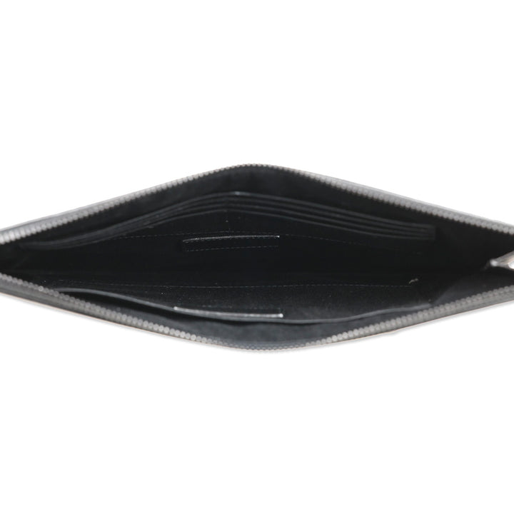 Saint Laurent Grain Du Poudre Large Black Leather Portfolio Zip Pouch