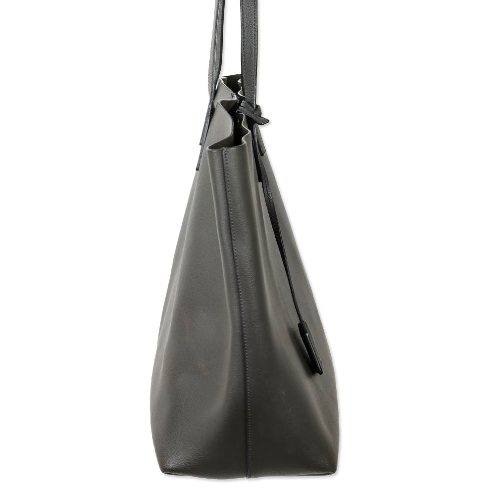 Saint Laurent Gray Leather Large Shopping Tote