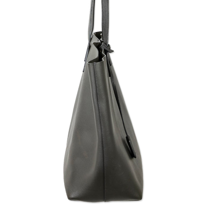 Saint Laurent Gray Leather Large Shopping Tote