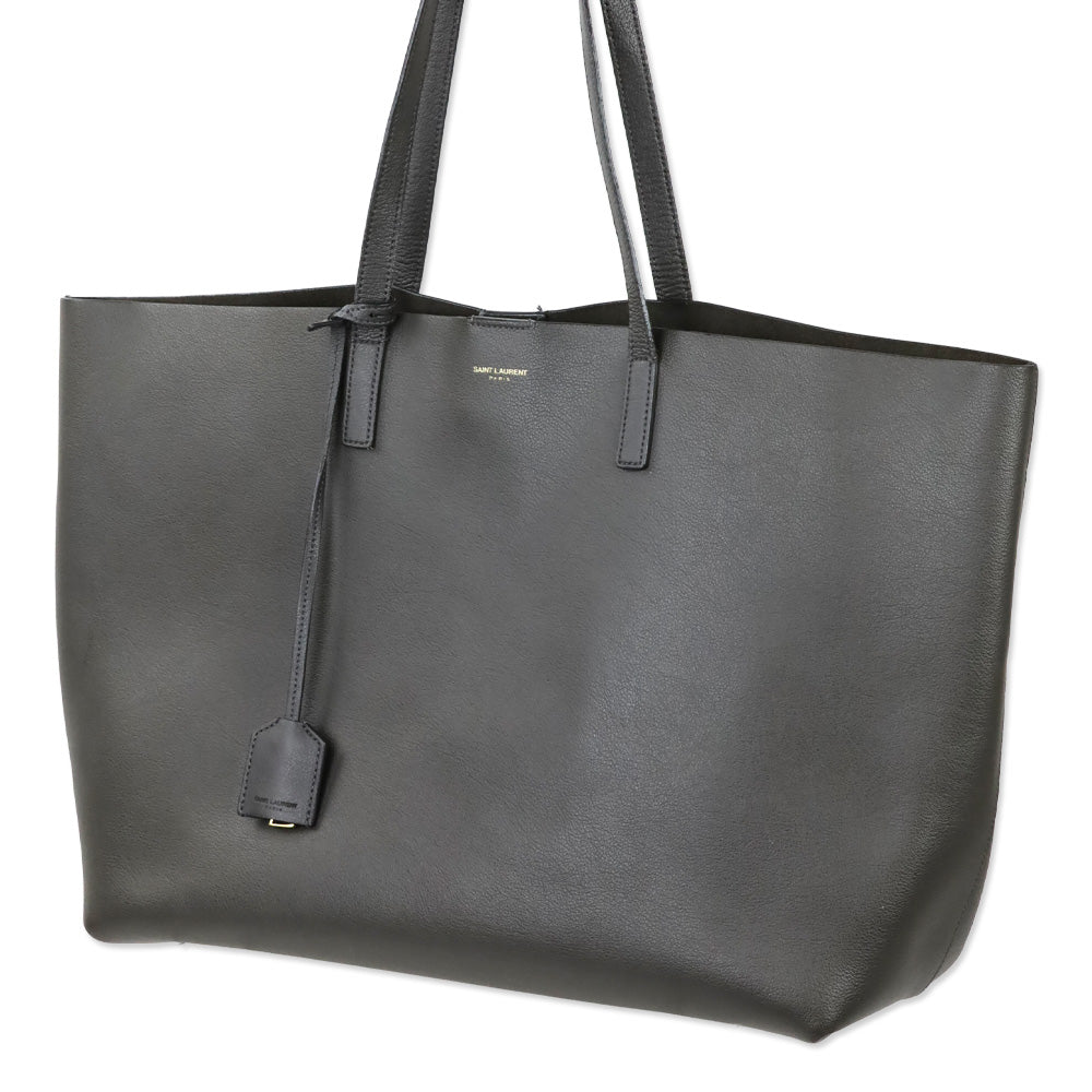 Saint Laurent Gray Leather Large Shopping Tote