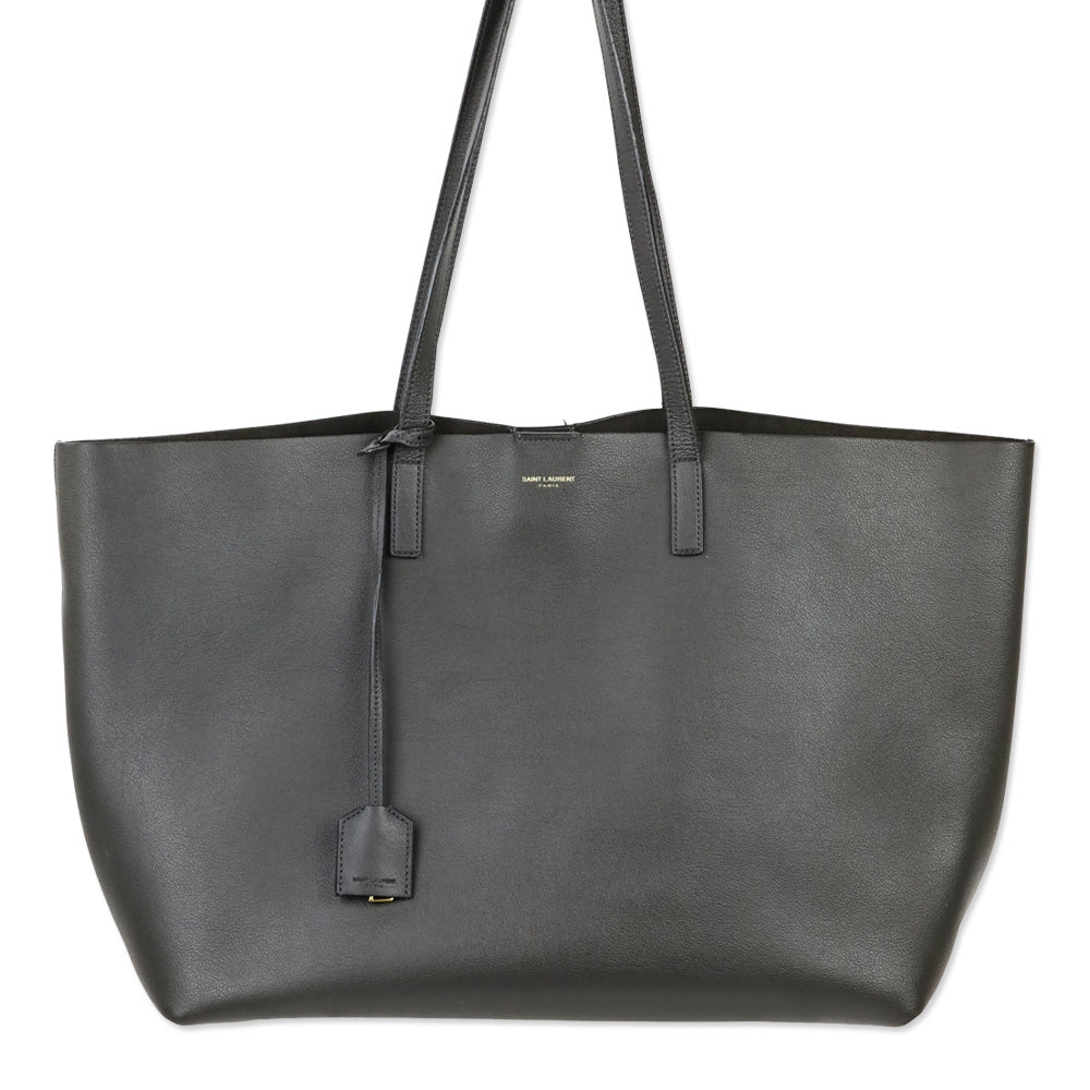 Saint Laurent Gray Leather Large Shopping Tote