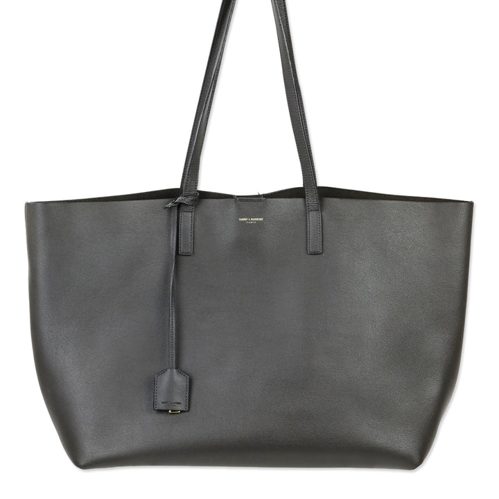 Saint Laurent Gray Leather Large Shopping Tote