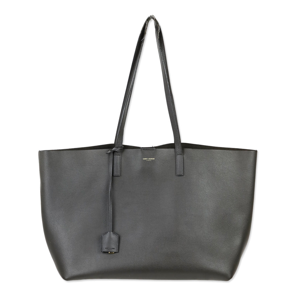 Saint Laurent Gray Leather Large Shopping Tote