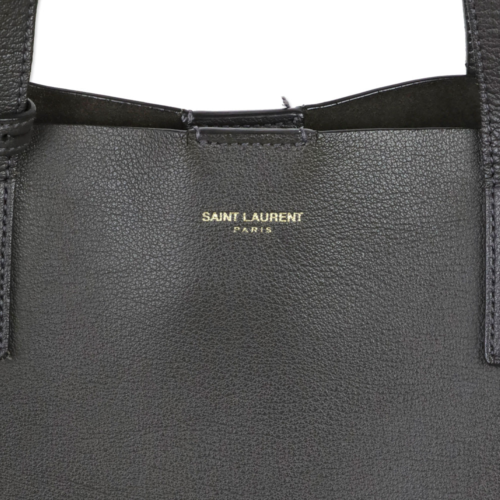 Saint Laurent Gray Leather Large Shopping Tote