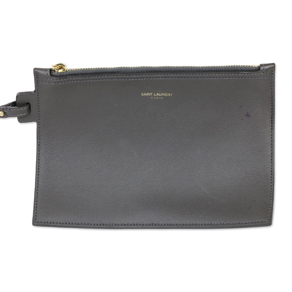 Saint Laurent Gray Leather Large Shopping Tote