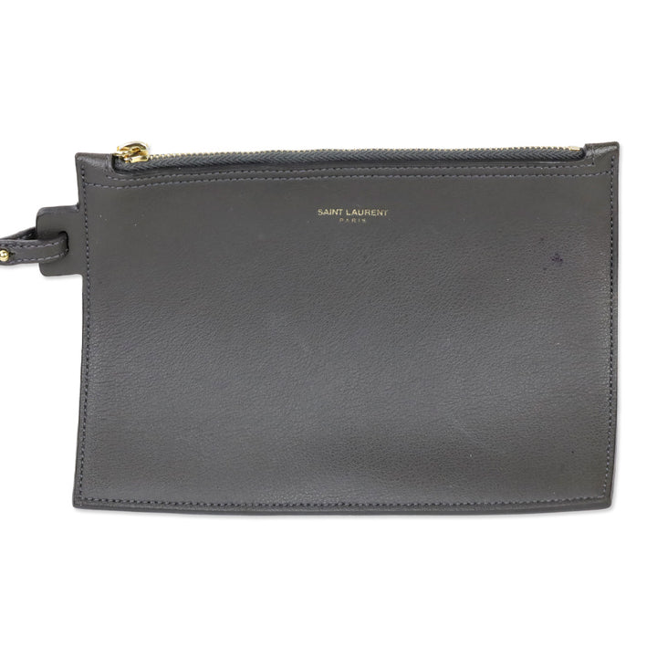 Saint Laurent Gray Leather Large Shopping Tote