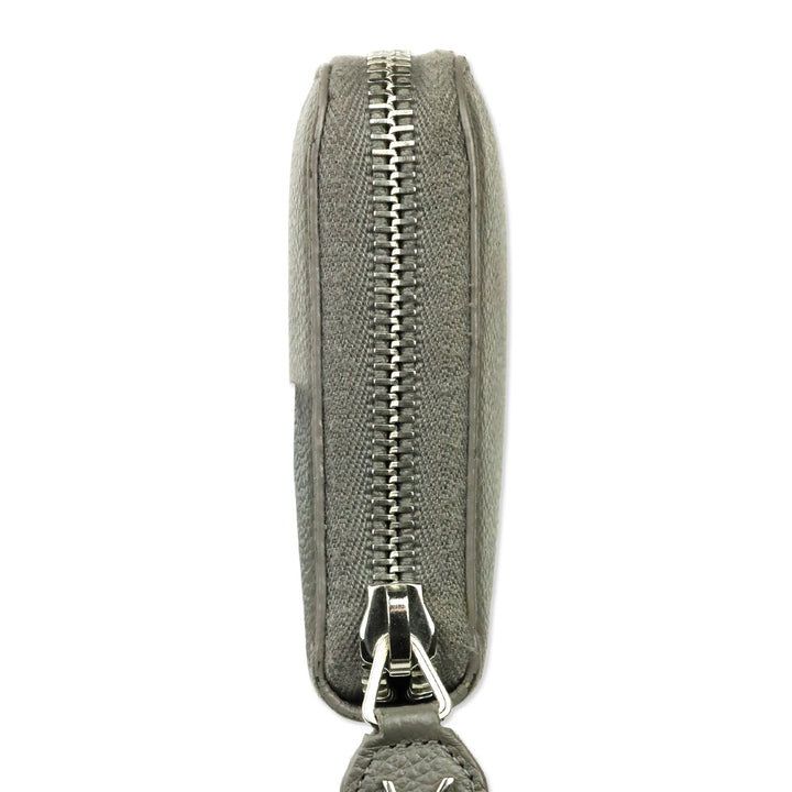Saint Laurent Grey Leather Zip Around Continental Wallet