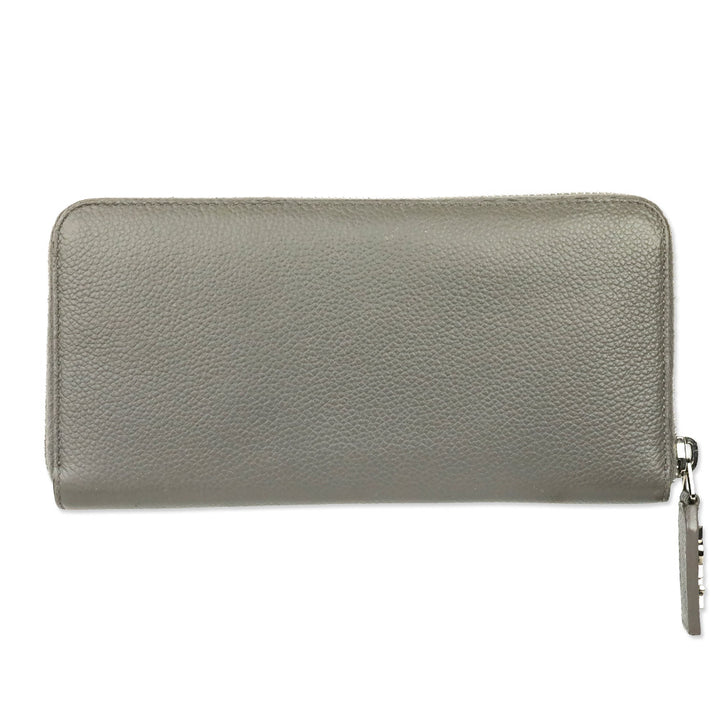 Saint Laurent Grey Leather Zip Around Continental Wallet