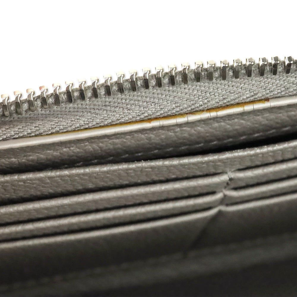Saint Laurent Grey Leather Zip Around Continental Wallet