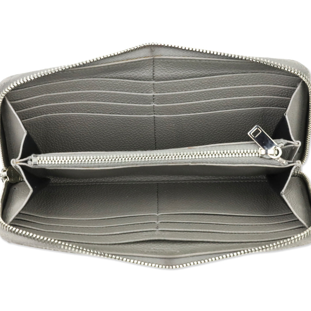 Saint Laurent Grey Leather Zip Around Continental Wallet