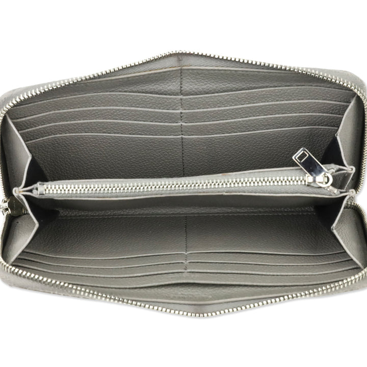 Saint Laurent Grey Leather Zip Around Continental Wallet