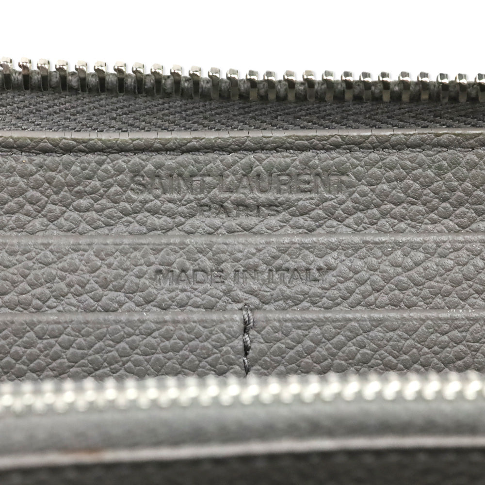 Saint Laurent Grey Leather Zip Around Continental Wallet