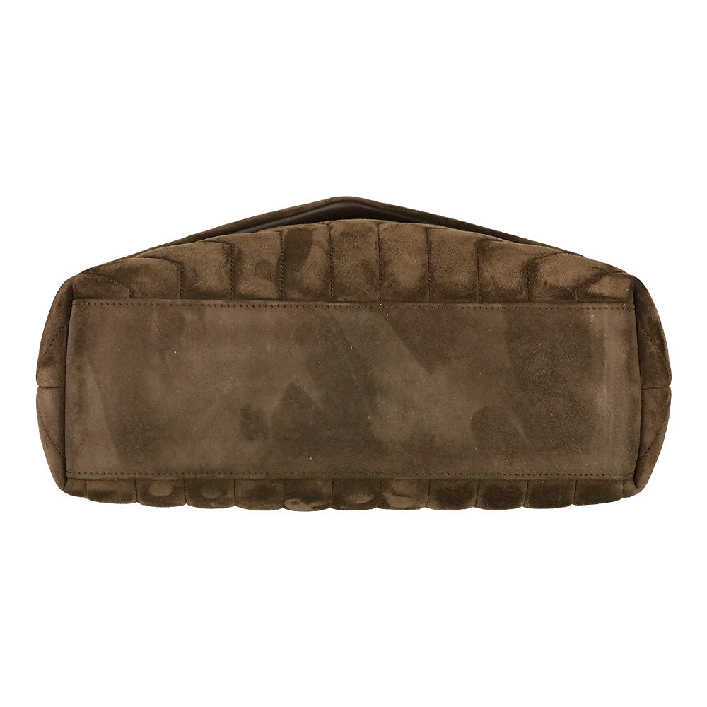 Saint Laurent Medium Lou Matelassé Bark Brown Suede Shoulder Bag