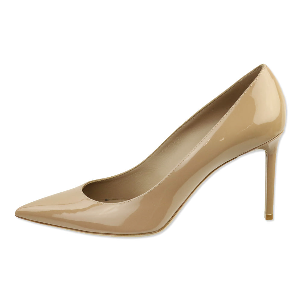 Saint Laurent Nude Mid Heel Leather Vernice Chiffon Heel