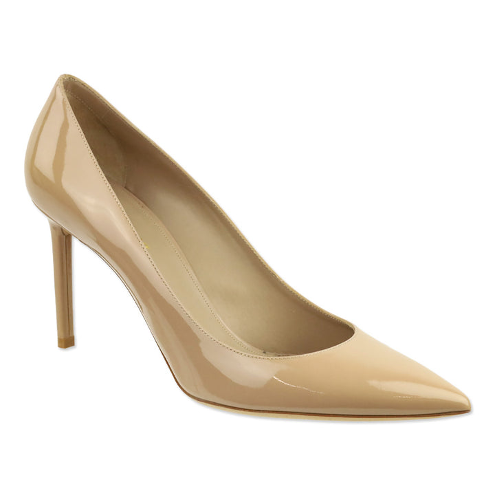 Saint Laurent Nude Mid Heel Leather Vernice Chiffon Heel