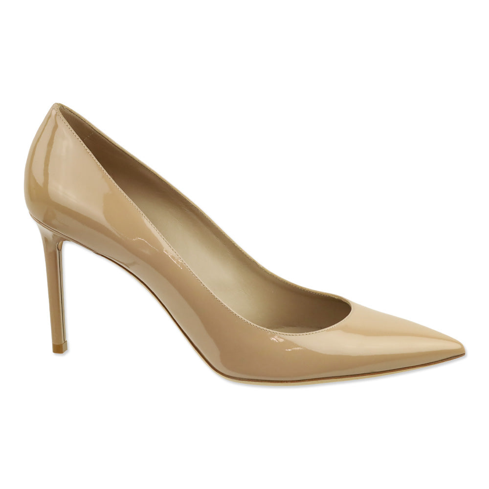 Saint Laurent Nude Mid Heel Leather Vernice Chiffon Heel
