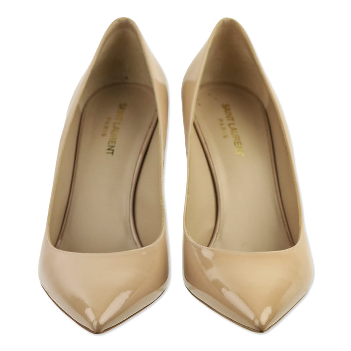 Saint Laurent Nude Mid Heel Leather Vernice Chiffon Heel
