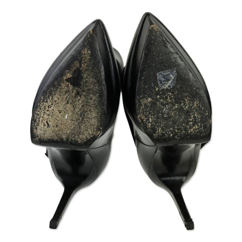 Saint Laurent Paris Black Leather Zip Foldover Janis 105 Ankle Boots
