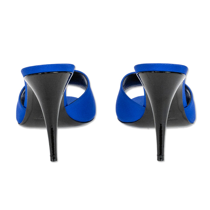 Saint Laurent Picasso Blue Crepe De Chine Mule Sandals