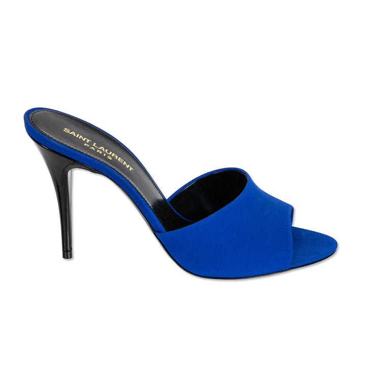 Saint Laurent Picasso Blue Crepe De Chine Mule Sandals