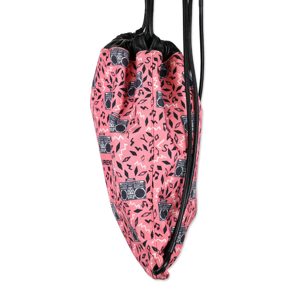 Saint Laurent Pink Boombox Print Teddy Drawstring Bag