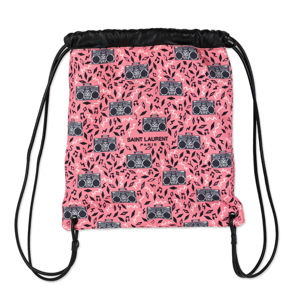 Saint Laurent Pink Boombox Print Teddy Drawstring Bag