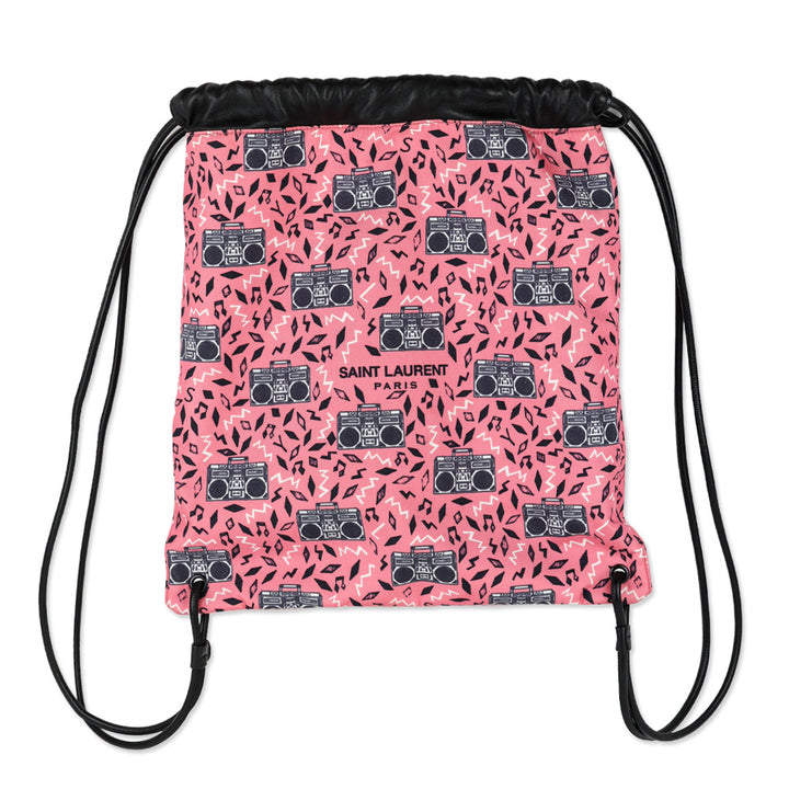 Saint Laurent Pink Boombox Print Teddy Drawstring Bag