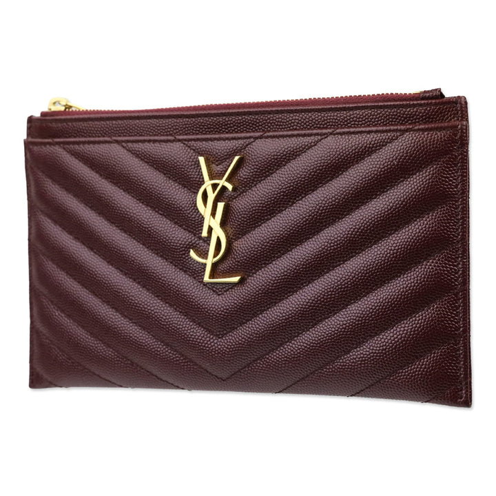 Saint Laurent Rouge Legion Grain De Poudre Matelassé Chevron Bill Pouch