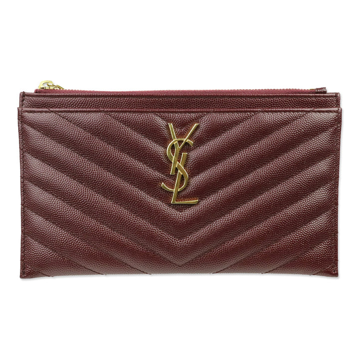Saint Laurent Rouge Legion Grain De Poudre Matelassé Chevron Bill Pouch