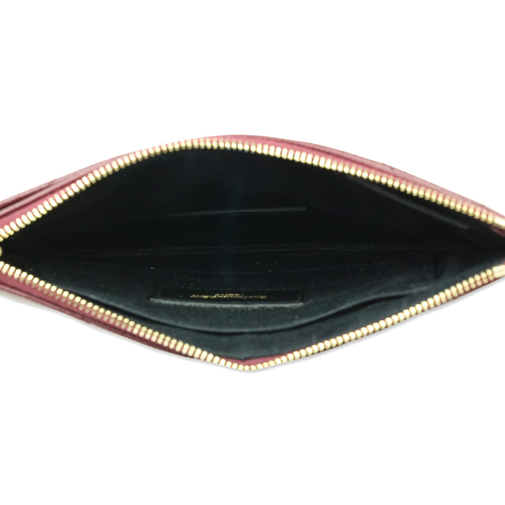 Saint Laurent Rouge Legion Grain De Poudre Matelassé Chevron Bill Pouch