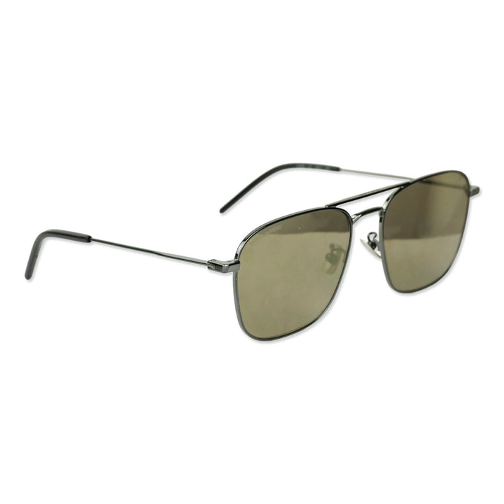 Saint Laurent Ruthenium/Brown Aviator Sunglasses