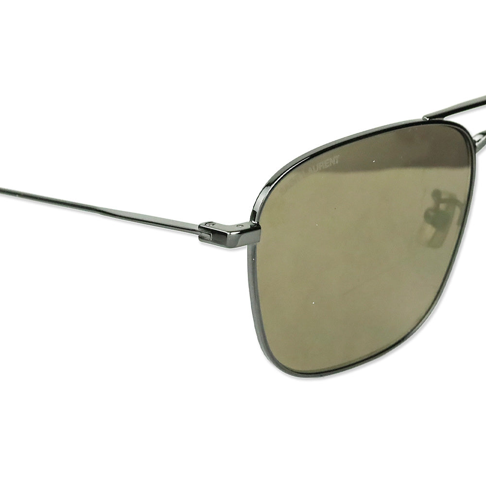 Saint Laurent Ruthenium/Brown Aviator Sunglasses