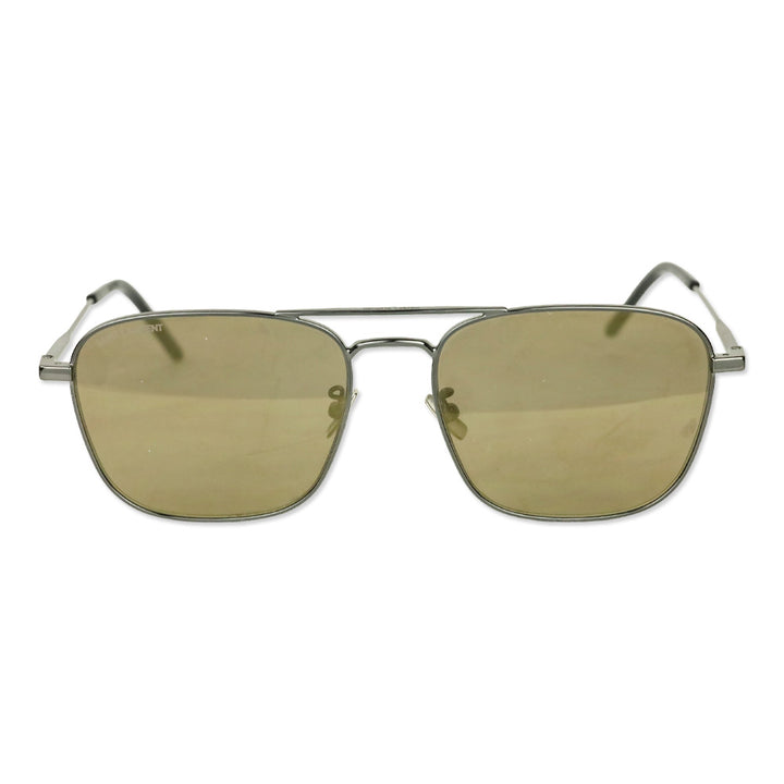 Saint Laurent Ruthenium/Brown Aviator Sunglasses